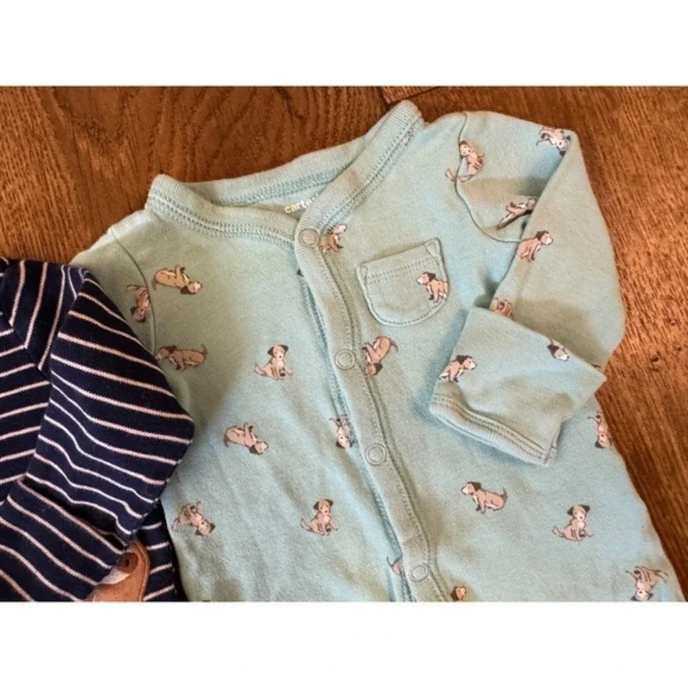 Carter's Baby Boy Sleepers‎ Newborn Clothes Footies Lot Bundle Sleep N Plays Dog